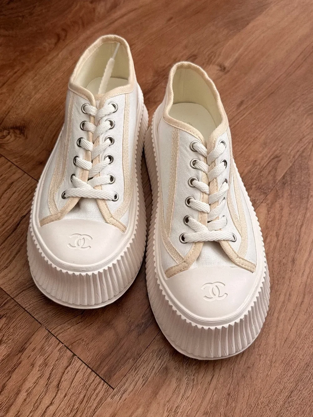 Women's Ivory Low-Top Canvas Sneakers